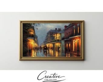 Samsung Frame TV Art, New Orleans Street Scene Night Vintage (Digital Download) 75