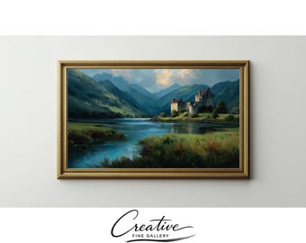 Scottish Castle Loch Frame TV Art, Moody Highland Landscape (Digital Download) 163
