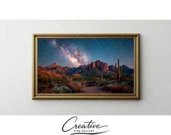 Samsung Frame TV Art Saguaro Desert Night Sky Starry Landscape (Digital Download) 184