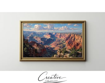 Samsung Frame TV Art, Red Canyon Landscape Sunset Painting (Digital Download) 166