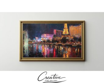 Las Vegas Strip Night Skyline, Moody Cityscape Frame TV Art (Digital Download) 69