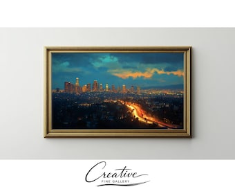 Samsung Frame TV Art, Los Angeles Night Skyline City Lights (Digital Download) 70