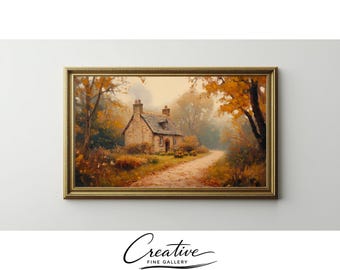 Vintage Cottage Autumn Path Samsung Frame TV Art (Digital Download) 86