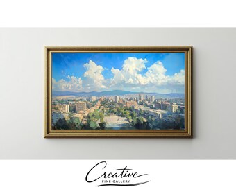 Vintage Addis Ababa Cityscape Art Print, Meskel Square Oil Painting (Digital Download)