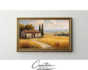Rustic Italian Cottage Frame TV Art, Countryside Farmhouse Landscape (Digital Download) 90