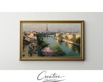Samsung Frame TV Art, Romantic Paris Cityscape Vintage Golden Hour (Digital Download) 172