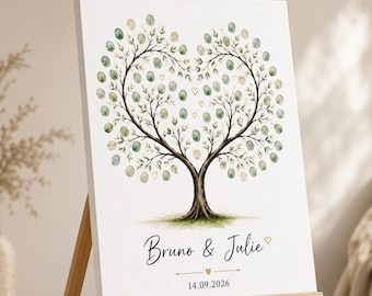 Albero delle impronte digitali personalizzato per il matrimonio – Libro degli ospiti originale – Poster con impronte digitali per il matrimonio – Libro degli ospiti con impronte digitali per il matrimonio