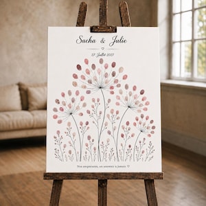 Arbre à empreintes mariage–Livre d’or –Arbre empreinte mariage–Arbre mariage- Alternative wedding guest book,fingerprint tree wedding floral