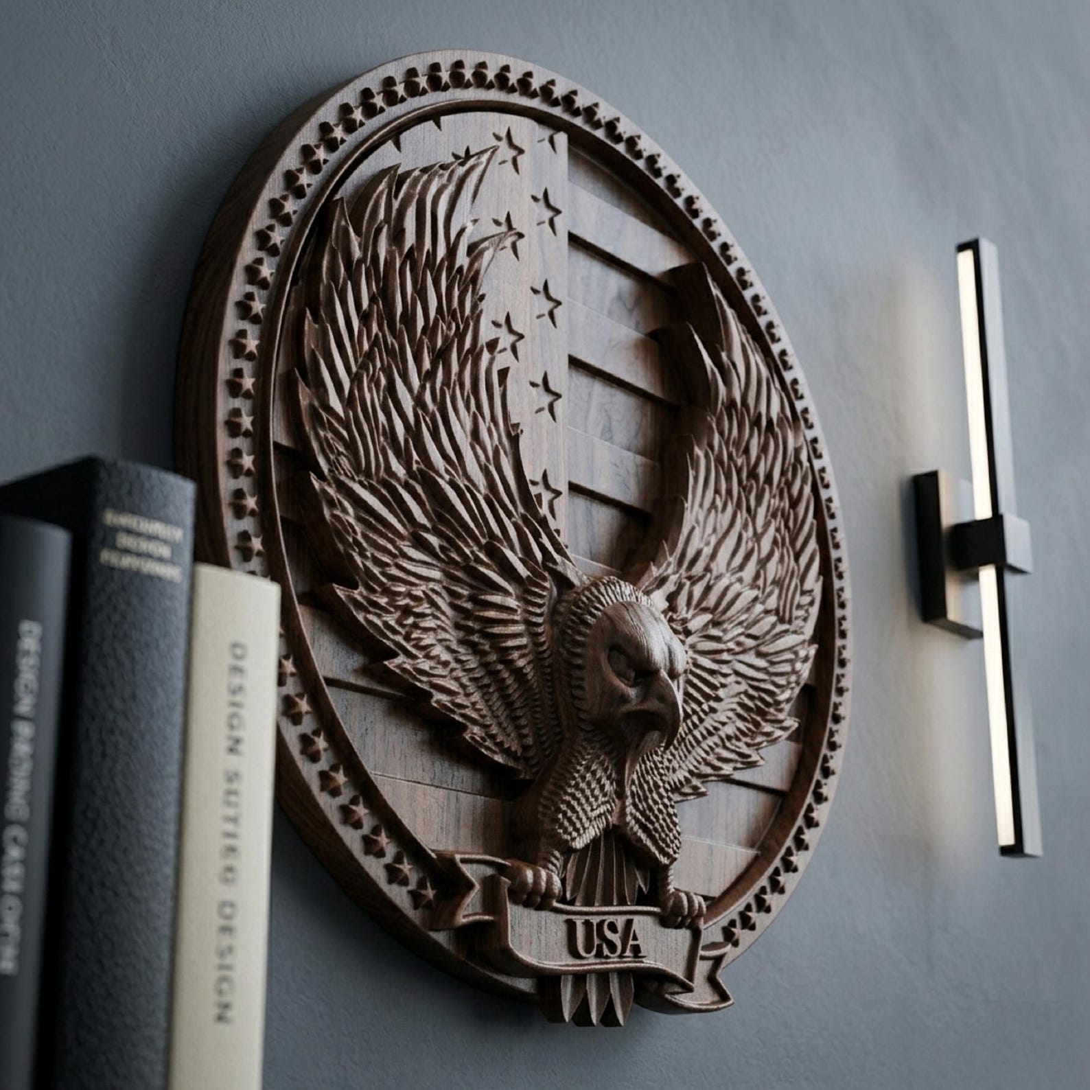 Eagle & USA Flag 3D Bas Relief STL – Highly-detailed Cnc Router Files ...