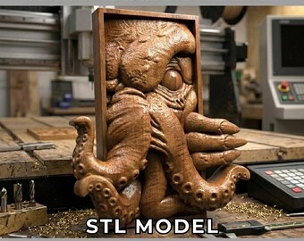 Kraken Octopus Cnc Router Files, 3D Relief STL – Highly-Detailed CNC & 3D Printer File