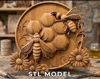 Bee Cnc Router Files, 3D Relief STL – Highly-Detailed CNC & 3D Printer File
