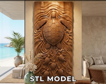 Caretta Caretta Sea Turtle 3D Relief STL – Highly Detailed CNC Router Files