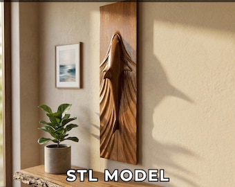 Shark CNC Router STL File, 3D Wood Carving Relief Pattern, Ocean Wall Art Digital Download, Marine Animal Model Artcam