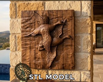 Relief 3D canards volants pour routeur CNC, conception de sculpture sur bois de sauvagine colvert, fichier numérique d'art mural faune oie - fichiers de routeur CNC