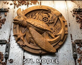 Sea Turtle 3D Relief STL – Caretta Caretta Highly-Detailed CNC Router Files