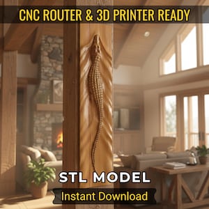 May include: A vertical wooden panel featuring a relief carving of an alligator swimming through water. The text CNC ROUTER & 3D PRINTER READY is at the top, and STL MODEL Instant Download is at the bottom of this digital design file.