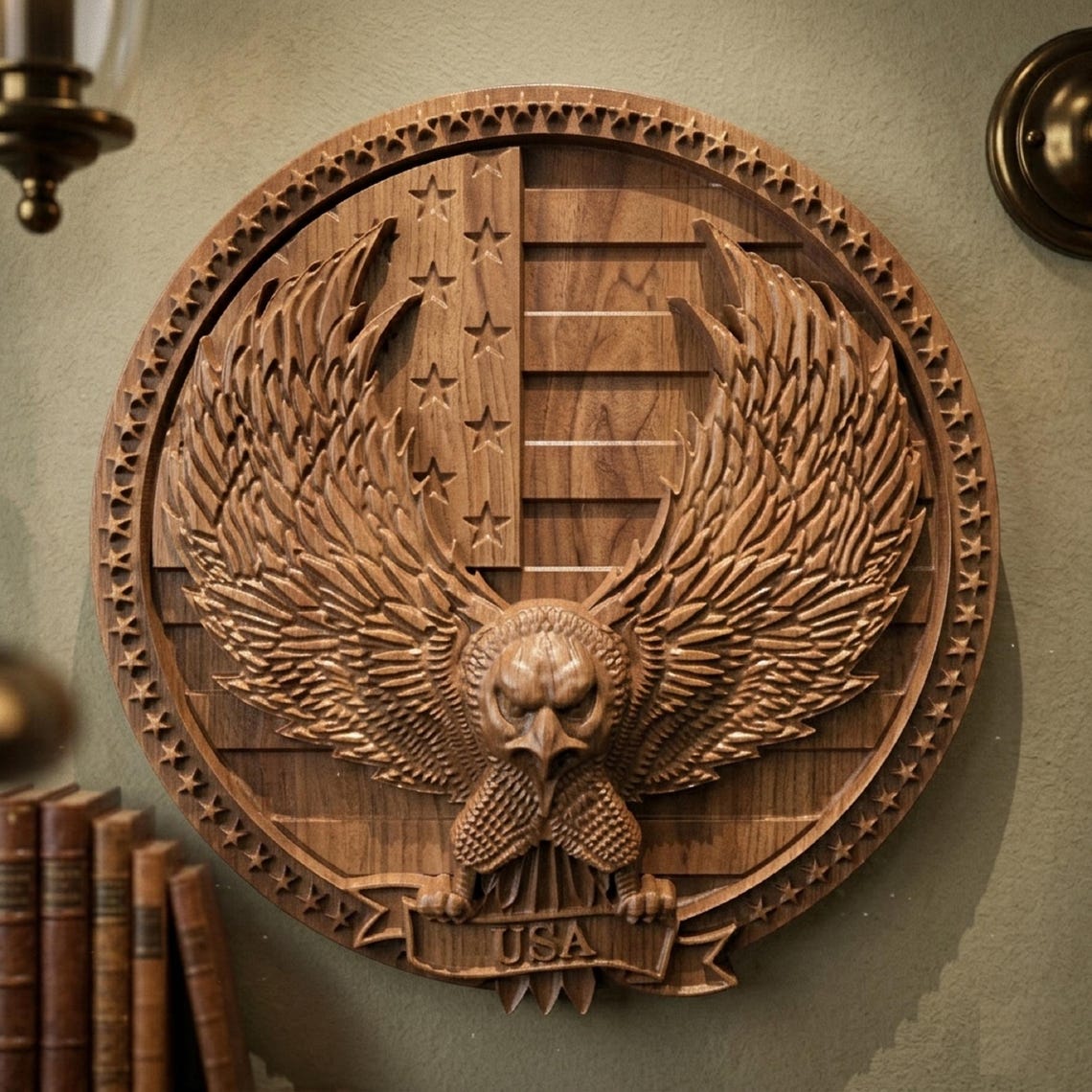 Eagle & USA Flag 3D Bas Relief STL – Highly-detailed Cnc Router Files ...