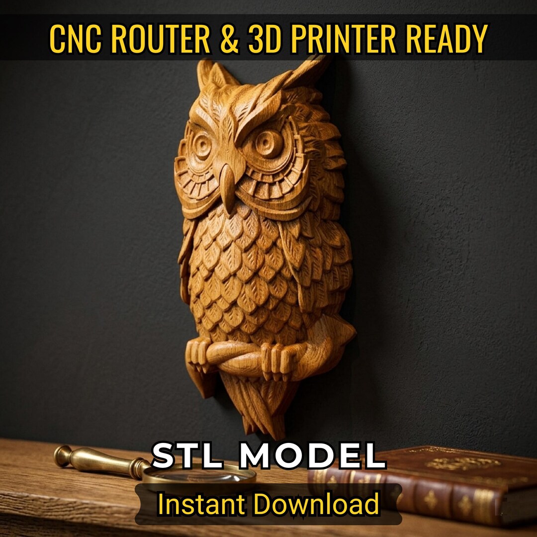 Detailed Owl Relief STL Model, CNC Router & 3D Printer File - Etsy