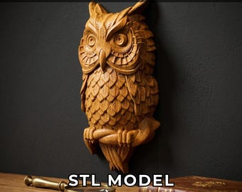 Detailed Owl Relief STL Model, CNC Router & 3D Printer File
