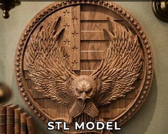 Eagle & USA 250 Year Flag STL File | American Cnc Relief | 3D Bas Relief STL – Highly-Detailed Cnc Router File