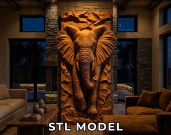 Modèle 3D STL Elephant - Fichiers de routeur CNC en bas-relief très détaillés