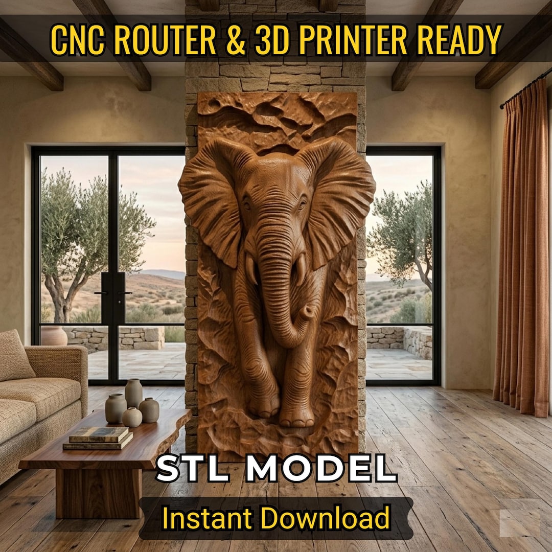 Elephant Cnc Router Files– Highly-detailed Bas Relief 3D STL Model - Etsy