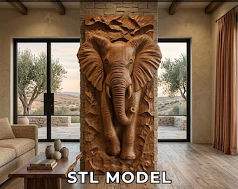 Elephant Cnc Router Files– Highly-Detailed Bas Relief 3D STL Model