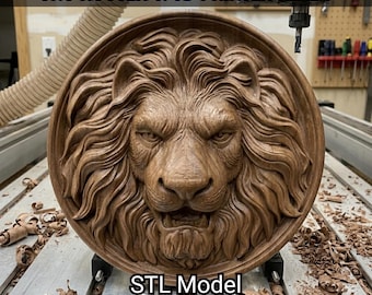 Lion 3D Relief STL File, CNC Router & 3D Print Ready Digital Download