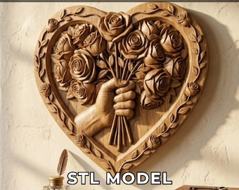 Roses 3D Relief STL File, CNC Router & 3D Print Ready Digital Download