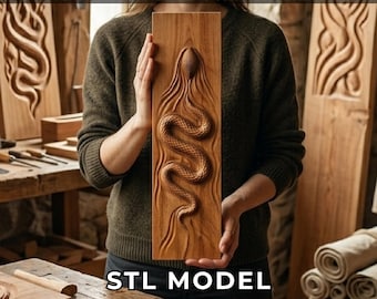 Snake 3D Relief STL File, CNC Router & 3D Print Ready Digital Download