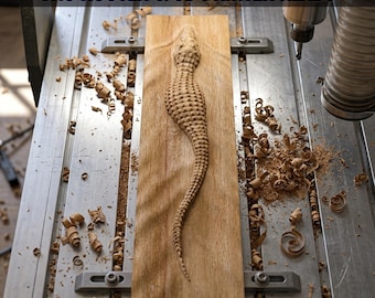 Crocodile 3D Relief STL File, CNC Router & 3D Print Ready Digital Download
