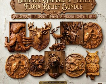 Plus de 250 animaux en relief STL pour routeur CNC Artcam Aspire, impression 3D décoration murale en bois, fichiers numériques