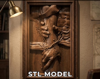 Hand Of Jesus, Wall Panel Cnc Relief File, Jesus Religion Stl File For Cnc Router - Instant Download Ready To Cnc Router