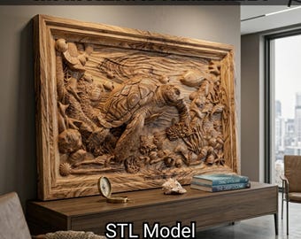 Caretta Caretta Sea Turtle 3D Relief STL – Highly Detailed CNC Router Files