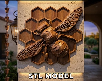 Bee Cnc Router Files, 3D Relief STL – Highly-Detailed CNC & 3D Printer File