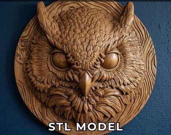 Owl Cnc Router Files– Highly-Detailed Bas Relief 3D STL Model
