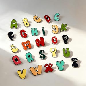 Custom Name Monster Letter Pin, 26 Alphabet Enamel Brooch, Spooky Cute Monster Initial Pin, Backpack Decor Pin, Back To School Gift