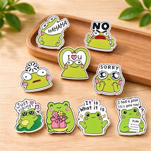 かわいいおもしろカエルのエナメルピン、漫画のスローガン入りカエルブローチ、かわいいカエルバッジ、バックパック用ラペルピン、カエル好きへのギフト。クリスマスプレゼント