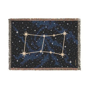 NORDGLØD LIVING - Tvillingarna Zodiac-vävd filt, Helig geometri stjärnkarta-pläd, Konstellationsfilt i bomull, Mystisk lyxgåva