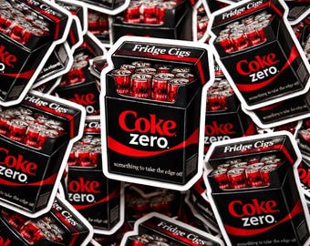 Pegatinas de cigarrillos para nevera, pegatina de parodia, calcomanía de meme de Zero Sugar Cola, vinilo de humor retro (impermeable)