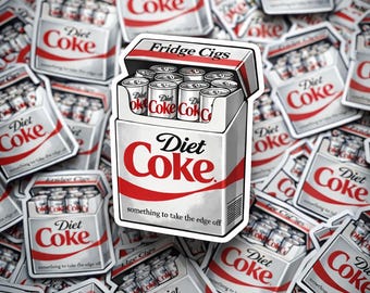 Pegatina de parodia de cigarrillos para nevera, calcomanía de meme de refresco dietético retro (vinilo impermeable)