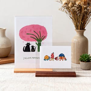 Walnut Double Sided Picture Frame, Acrylic Tabletop Display