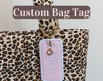 Custom Embroidered Bag Tag | Personalized Keychain, Luggage Tag, Choose Fabric Colors