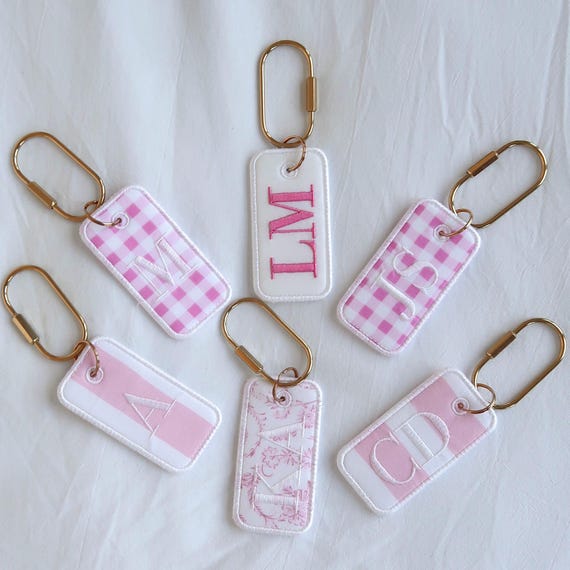 Embroidered Keychain Tag, Handmade Bag Charm, Purse Charm, Gift for Her