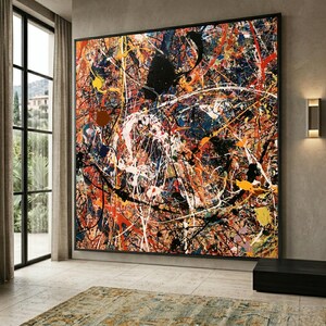 Vibrant Color Splash Canvas Wall Art, Abstract Expressionism Painting, Modern Home Decoration, Energetic Art Print, Ready to Hang