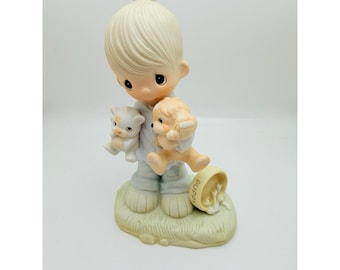Precious Moments Blessed Are The Peacemakers 1979 E-3107 Boy Dogs Figurine