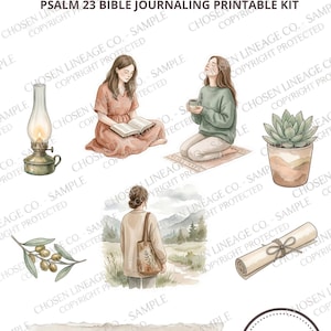 Psalm 23 Bible Journaling Kit Printable Beside Still Waters Christian Stickers Spanish Scripture Devotional Ephemera Faith Junk Journal Art