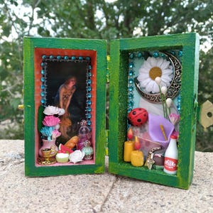 Fairy Faery Fae Mini Box Shrine. Nicho. Travel Altar.