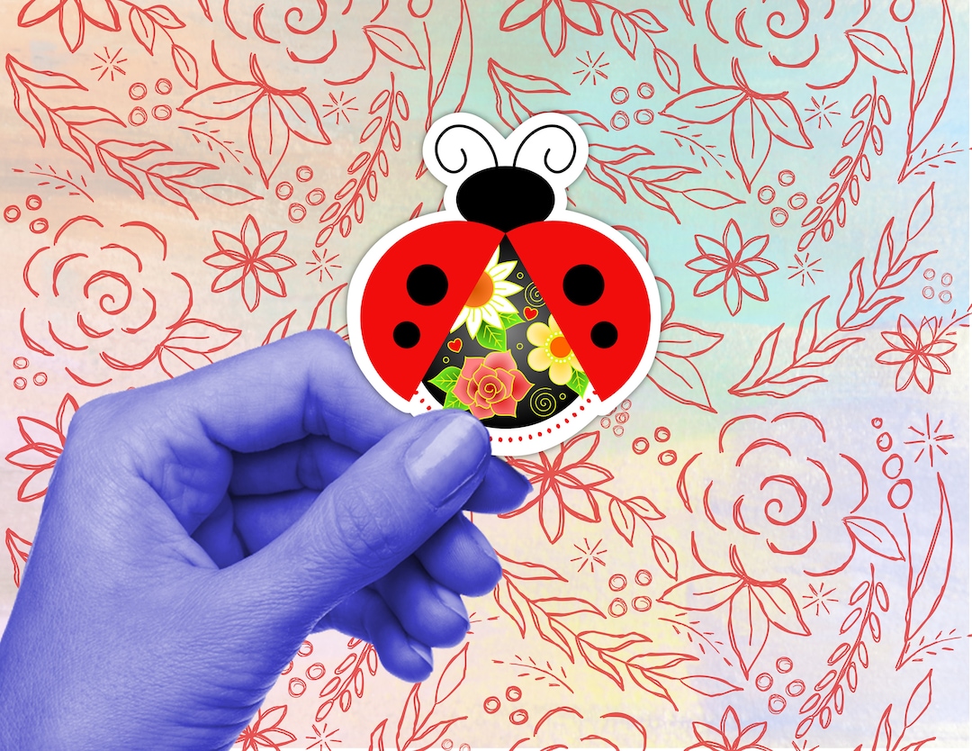 Lady Bug Waterproof Vinyl Sticker. Floral. Nature. Insects. - Etsy