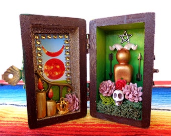 Mini Horned God Box Shrine. Nicho. Travel Shrine. Wicca. Witchcraft.